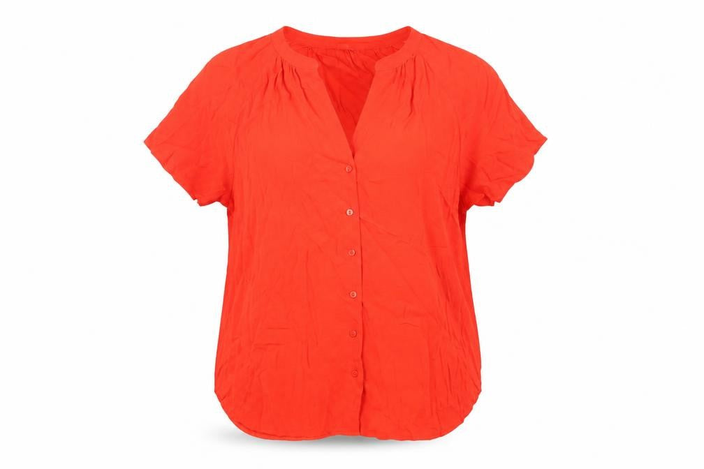 Monsoon Women’s Red Viscose Button-Up Shirt, Size 14