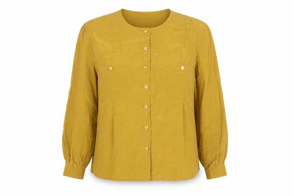 Sunny Leigh Women’s Yellow Silk Blouse, Size L
