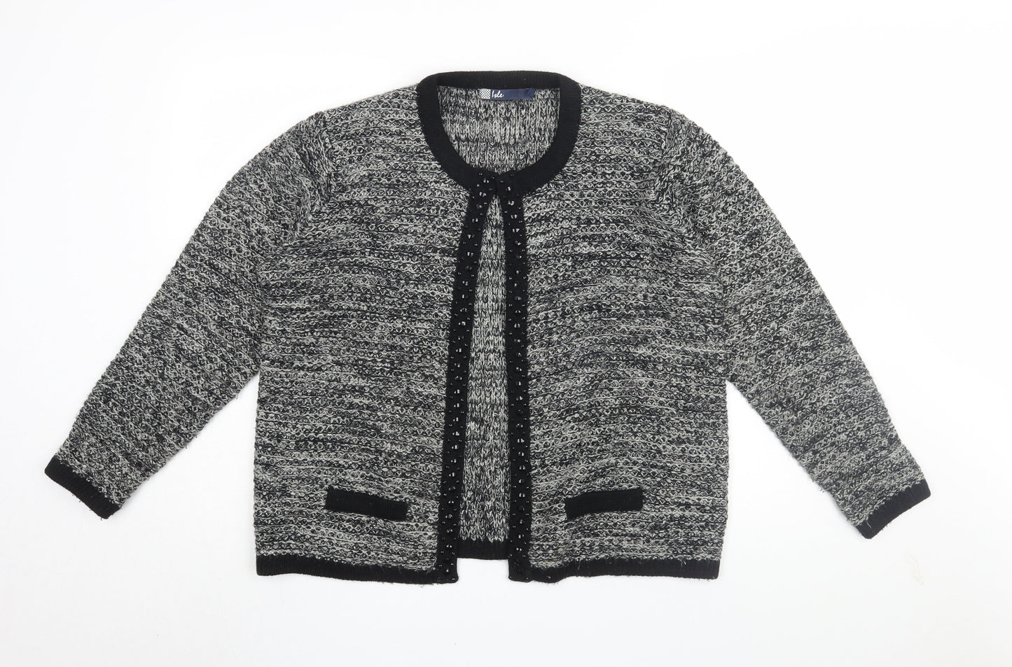 Isle Women's Grey Cardigan, L, Long Sleeve Knit Jumper