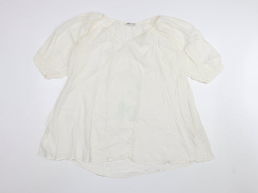 VILA Women's White Cotton Tunic Blouse, Small