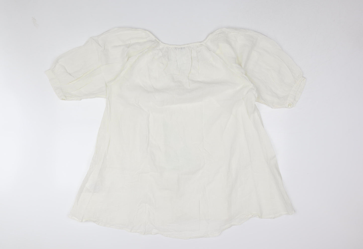 VILA Women's White Cotton Tunic Blouse, Small