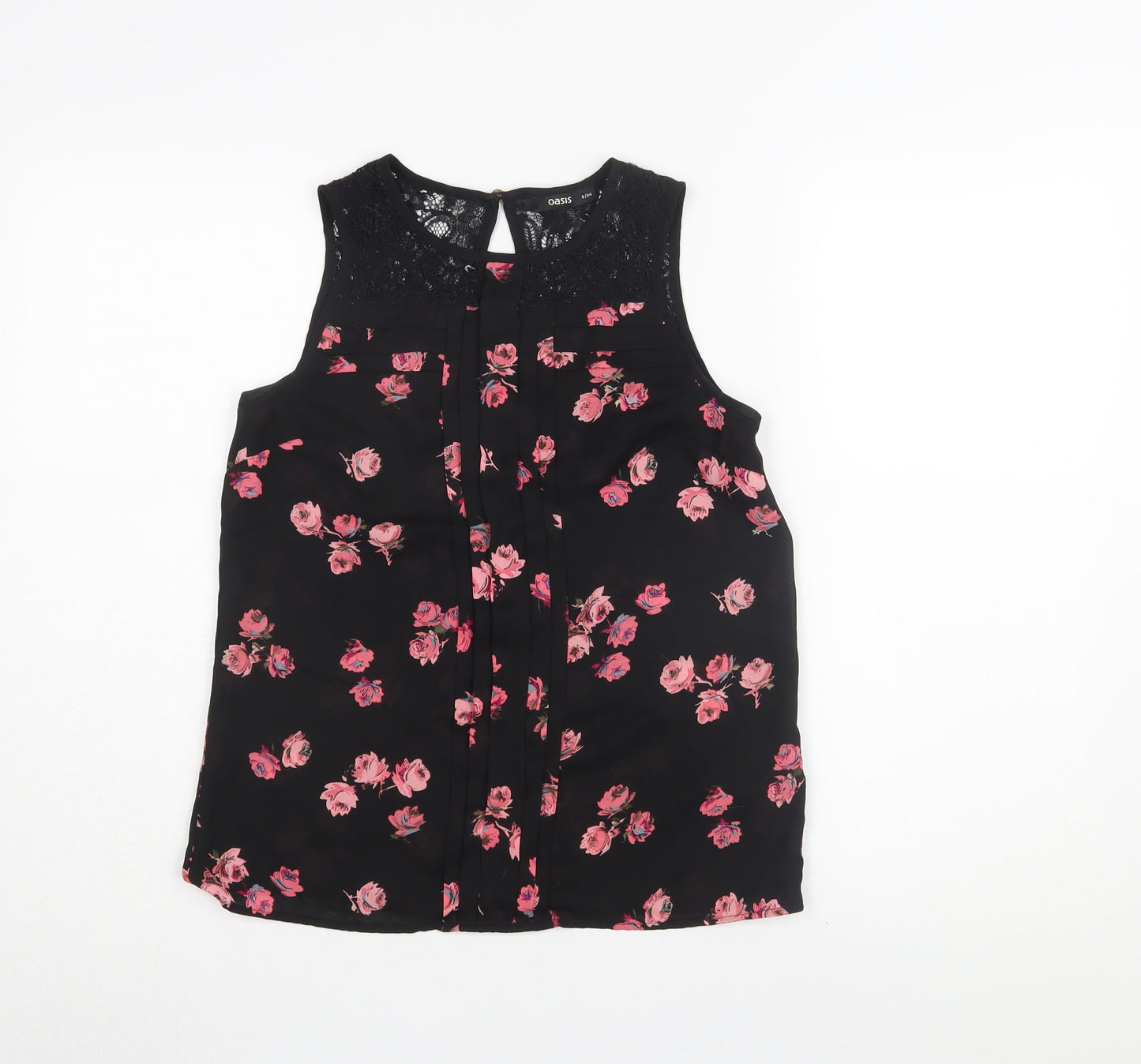 Oasis Women's Black Floral Tunic Blouse Size 8