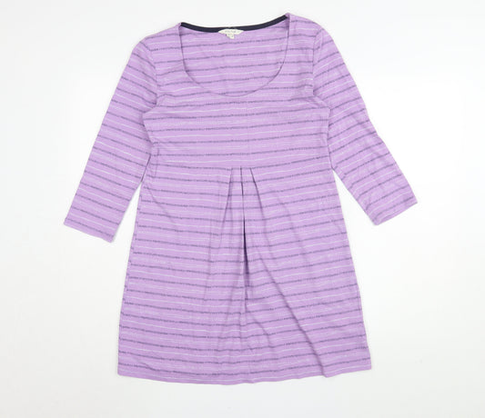 White Stuff Women's Purple Striped Shift Dress UK 10