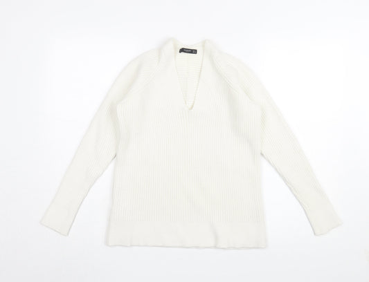 Mango Women’s Ivory Pullover V-Neck Jumper S