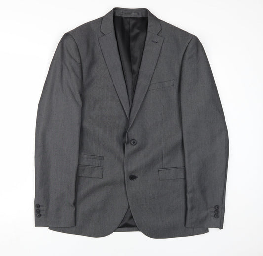 Next Men's Grey Blazer 40R Regular Fit Single-Breasted