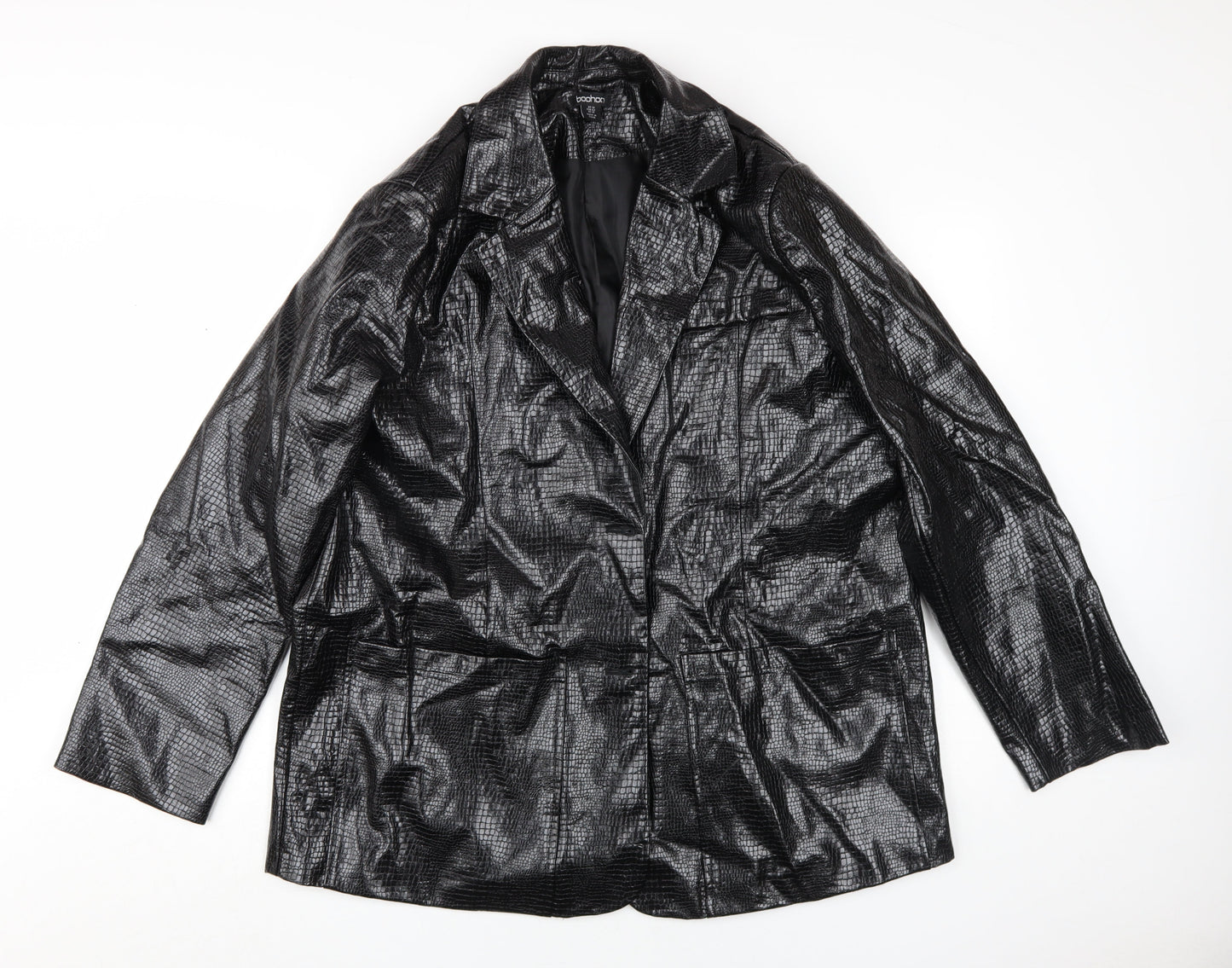 Boohoo Women's Black Blazer Size 14 - Stylish Outerwear