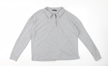 Boohoo Womens Grey Button-Up Long Sleeve Top