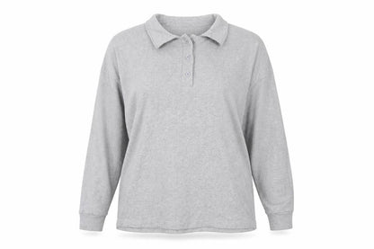 Boohoo Womens Grey Button-Up Long Sleeve Top