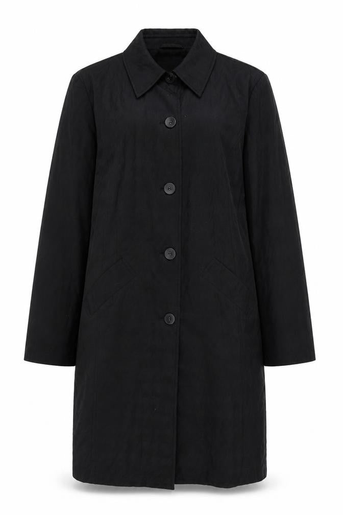 Next Women's Black Cotton Overcoat Size 12 Classic Style