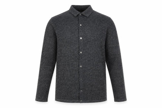Next Men's Grey Cotton Long Sleeve Button-Up Shirt