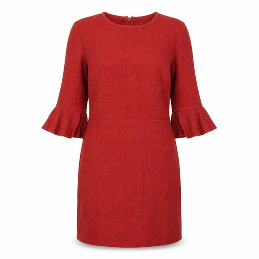 Topshop Women's Red Shift Dress Size 12 Casual 3/4 Sleeve