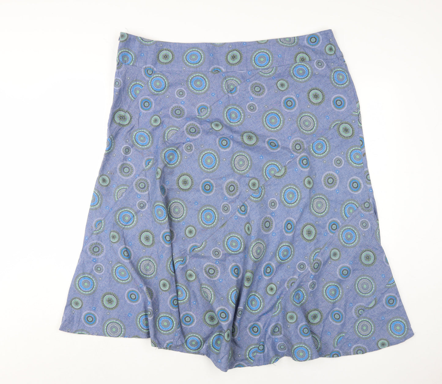 Bm Women's Blue A-Line Geometric Cotton Skirt Size 20