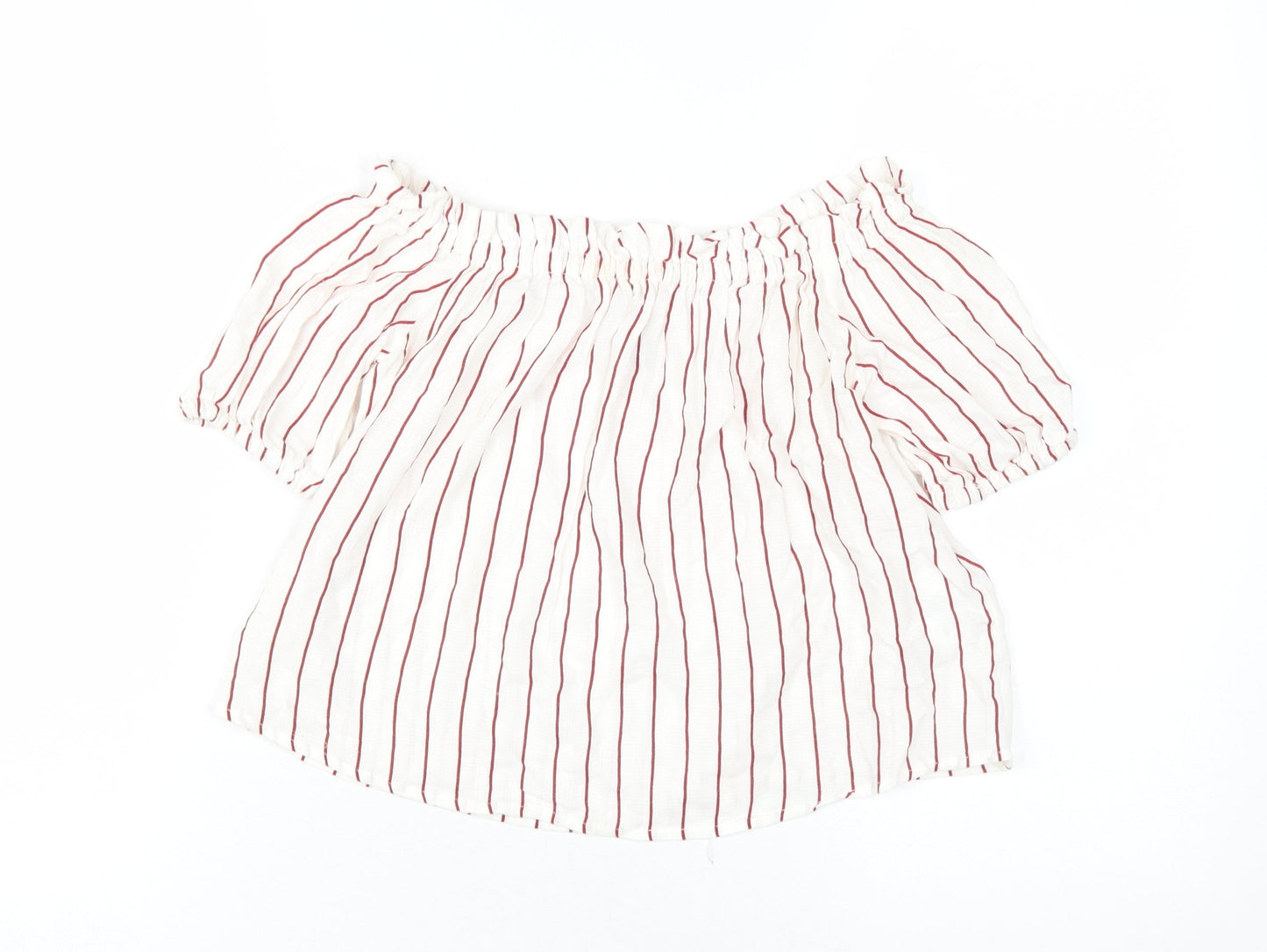 Bershka Women's XS White Striped Off-Shoulder Blouse