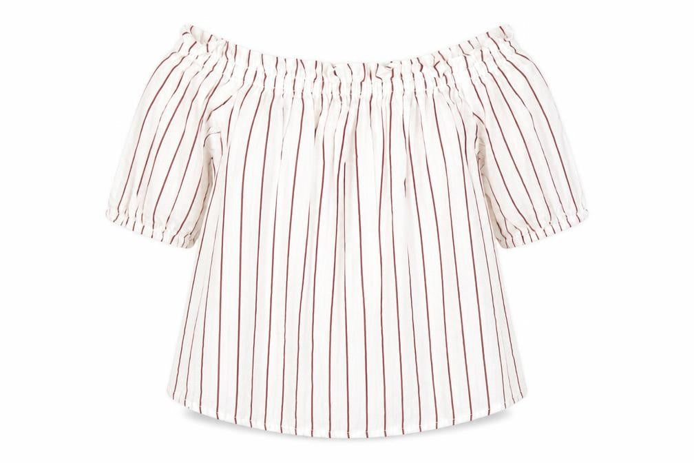 Bershka Women's XS White Striped Off-Shoulder Blouse