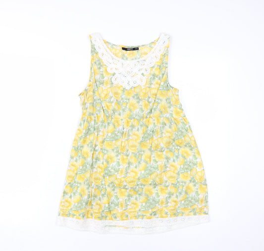 Oasis Women's Yellow Floral Tunic Blouse Size 12