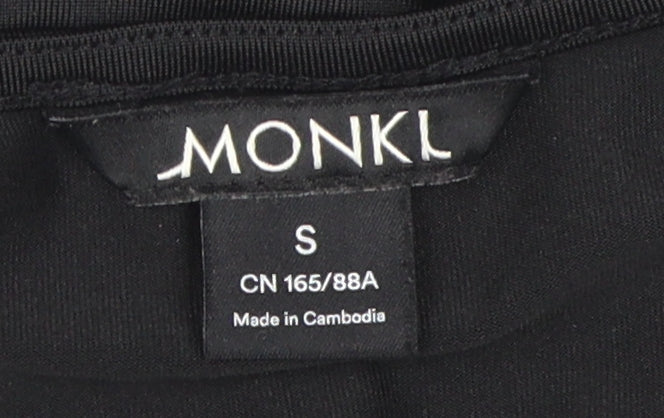 Monki Women's Black Cropped Ruched V-Neck Top, Size S