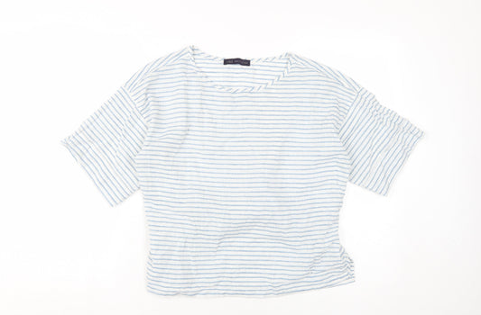 Marks and Spencer Women's White Striped Blouse Size 10