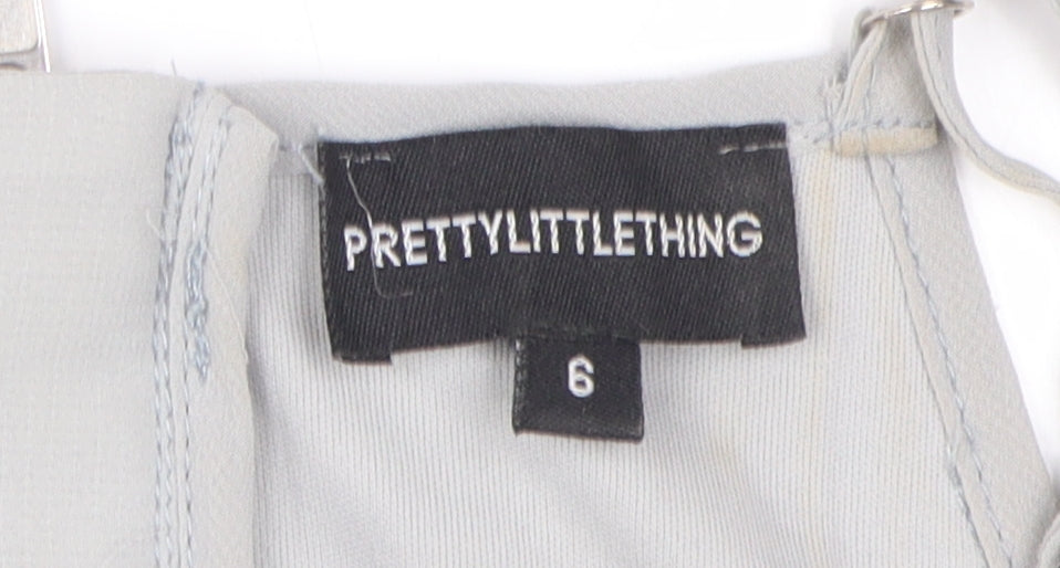 PrettyLittleThing Women's Silver Halter Bodycon Dress Size 6