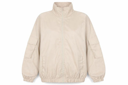 boohoo Women's Beige Basic Jacket L Casual Zip Lightweight
