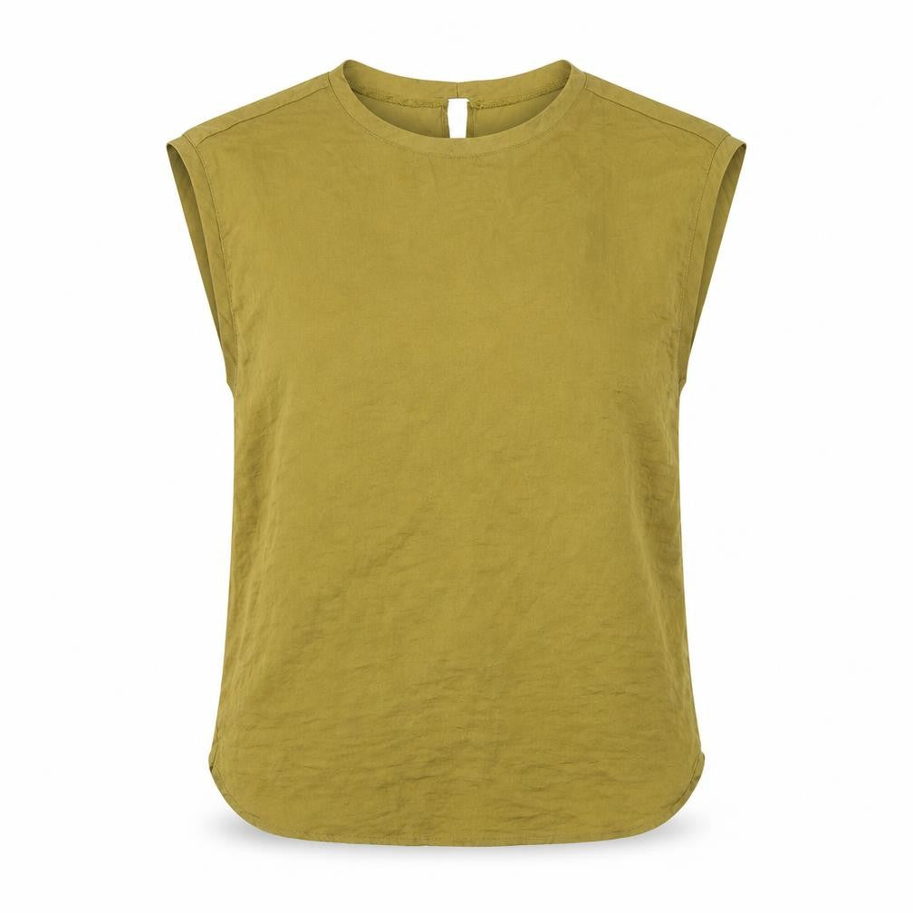 H&M Women's Green Sleeveless Crew Neck Blouse