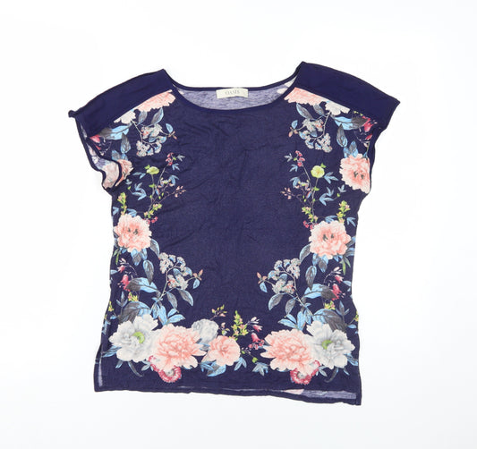 Oasis Women Blue Floral Tunic T-Shirt Size S