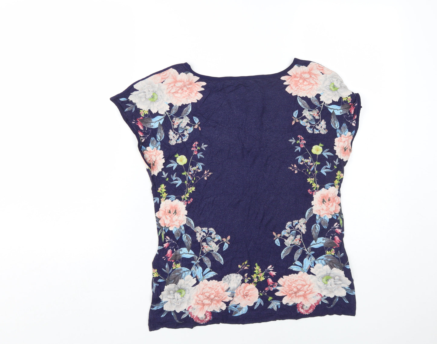 Oasis Women Blue Floral Tunic T-Shirt Size S