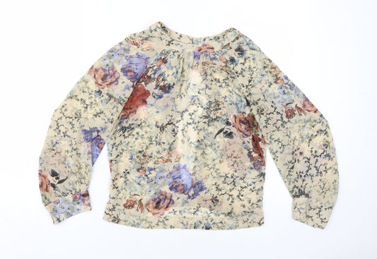 Topshop Women's Floral Blouse, Size 8, Lightweight Chiffon
