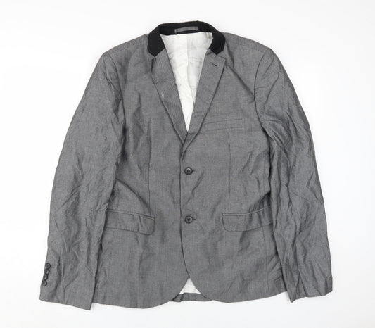 TOPMAN Men's Grey Blazer UK Size 40, Cotton, Excellent