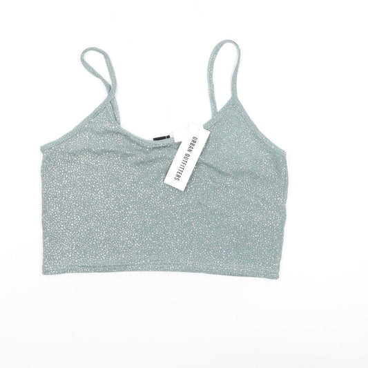 Urban Outfitters Women's Green Glitter Camisole, Size L