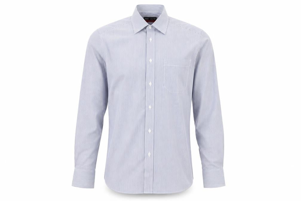 Marks & Spencer Blue Striped Men's Long Sleeve Shirt