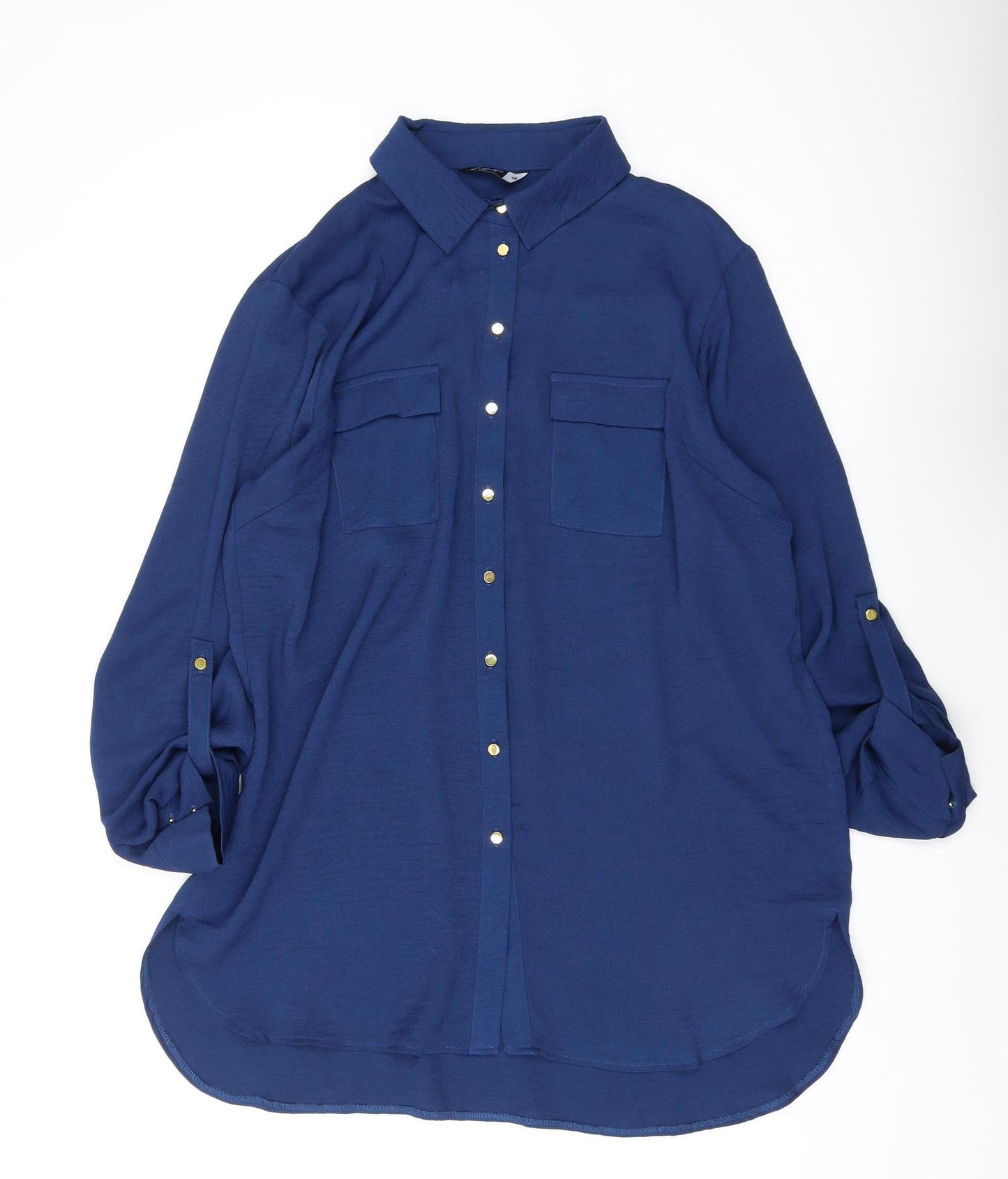 Johnny Favourite Women's Blue Button-Up Shirt Size 16
