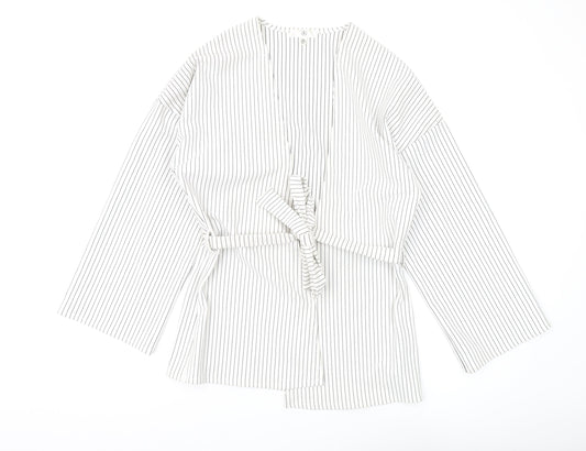 Missguided Women's White Striped Kimono Top UK Size 6