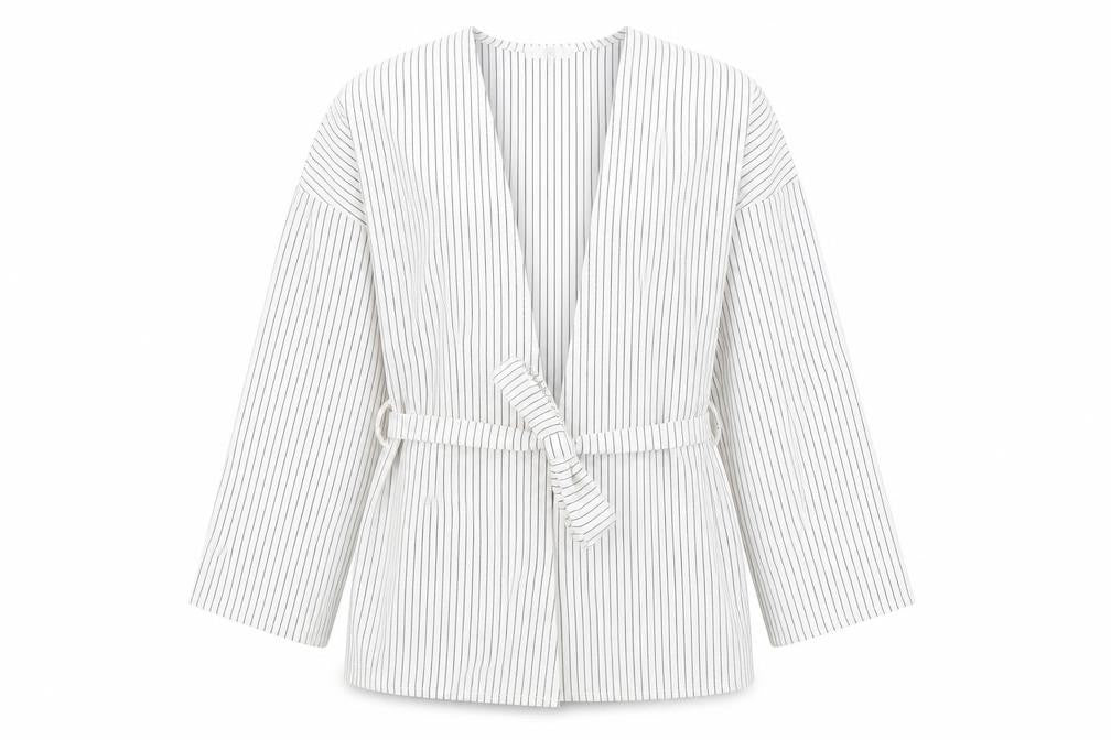 Missguided Women's White Striped Kimono Top UK Size 6