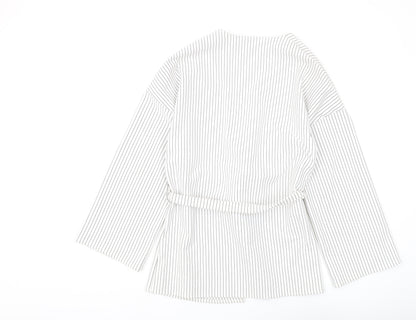 Back view of Missguided Women's White Striped Kimono Top UK, size 6