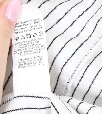 Close-up detail of Missguided Women's White Striped Kimono Top UK, size 6