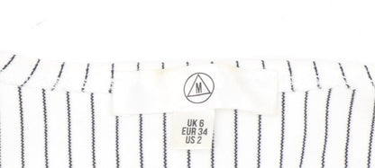 Brand and care label for Missguided Women's White Striped Kimono Top UK, size 6
