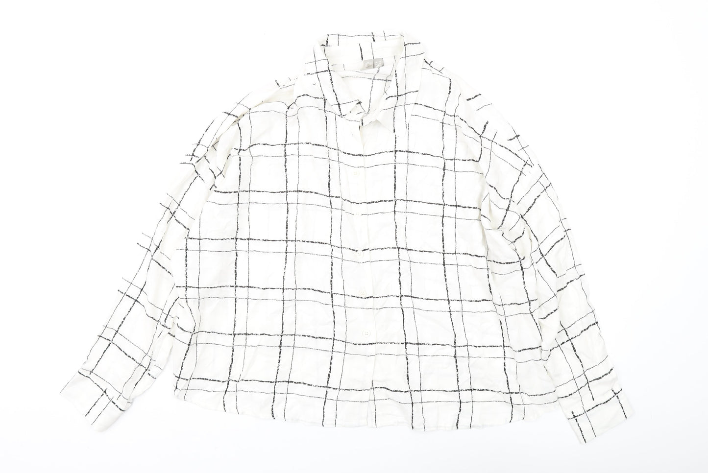 ASOS Women's White Check Button-Up Shirt Size 10