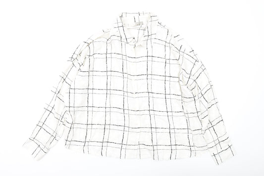 ASOS Women's White Check Button-Up Shirt Size 10