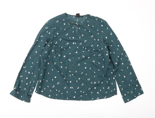 Uniqlo Women's Green Floral Blouse S Long Sleeve