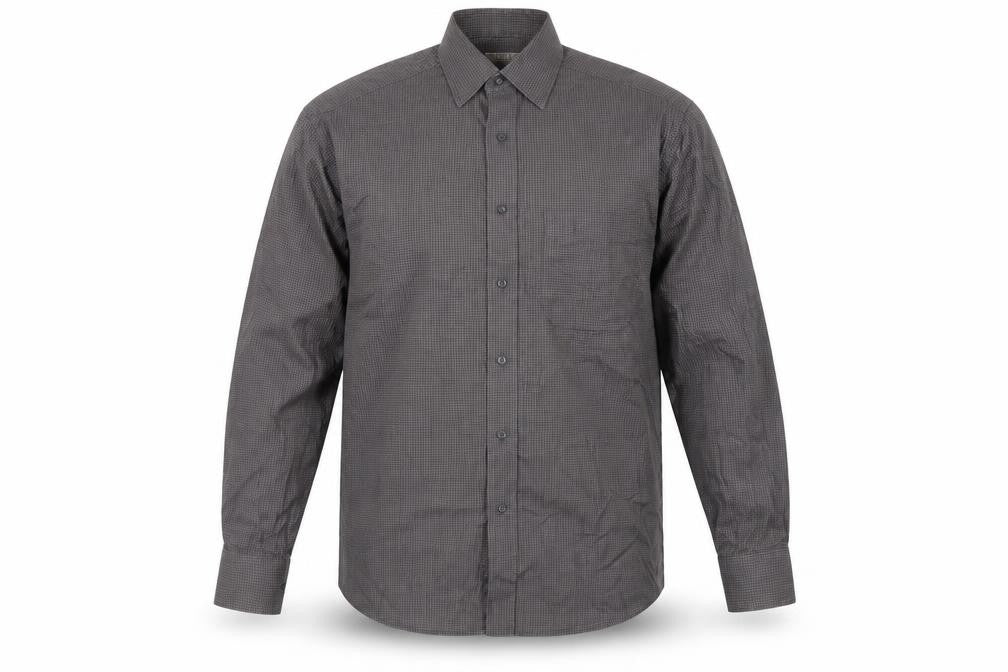 Marks & Spencer Men's Grey Check Cotton Twill Shirt