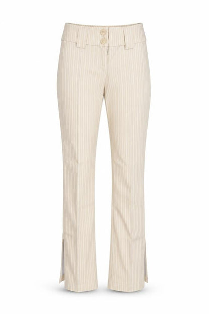 Topshop Womens Beige Striped Straight Trousers Size 4