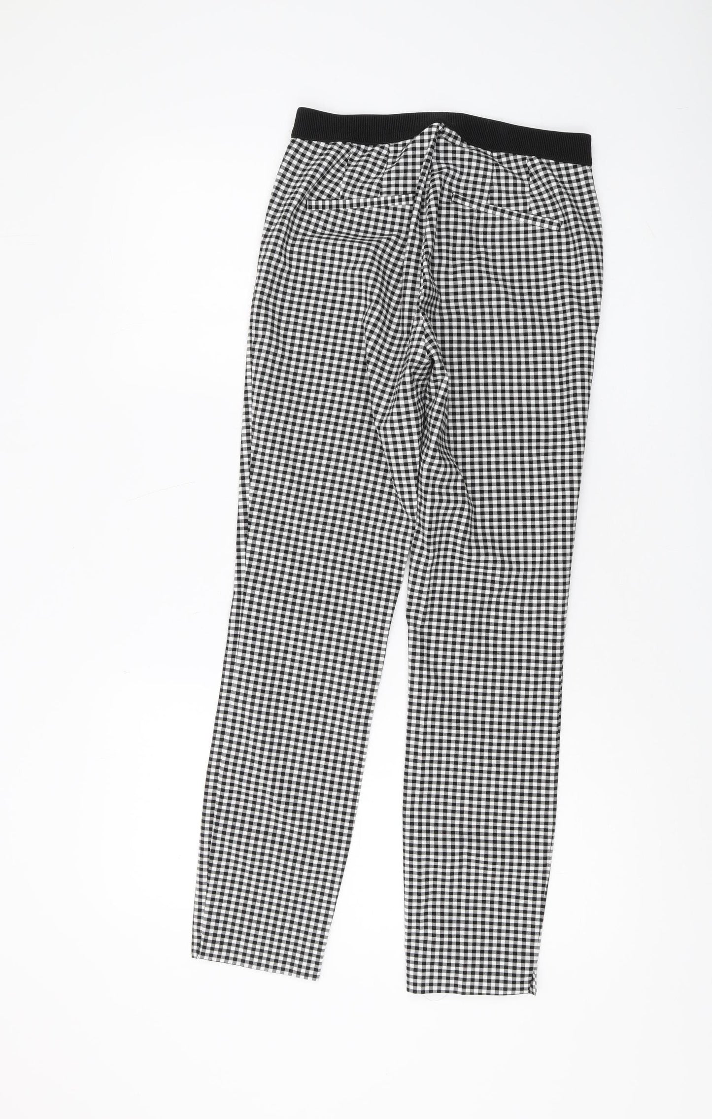 Zara Women's Checked Trousers XS Black Straight Slim
