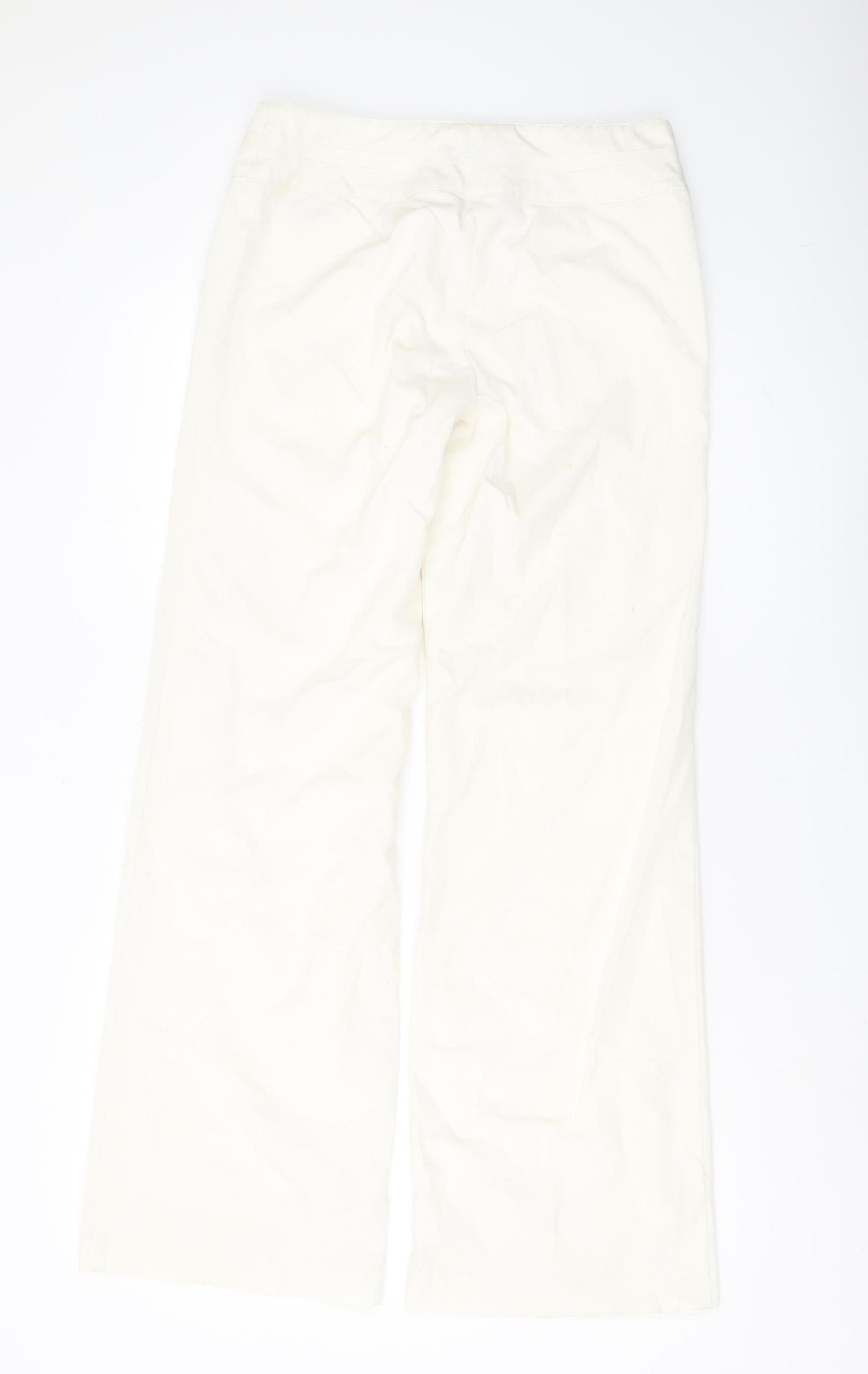 Warehouse Women's Ivory Wide-Leg Trousers Size 10