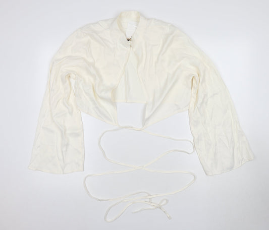 H&M Women's Ivory Cropped Top, Size L, Viscose
