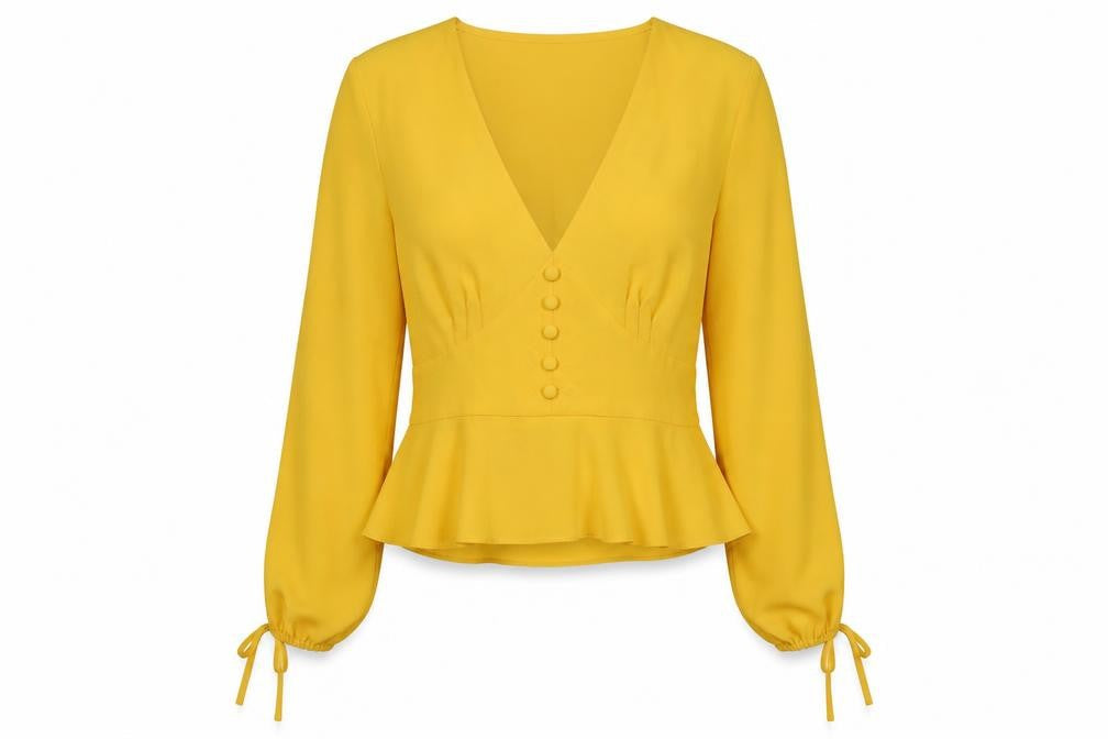 Miss Selfridge Women's Yellow Cropped Blouse Size 8