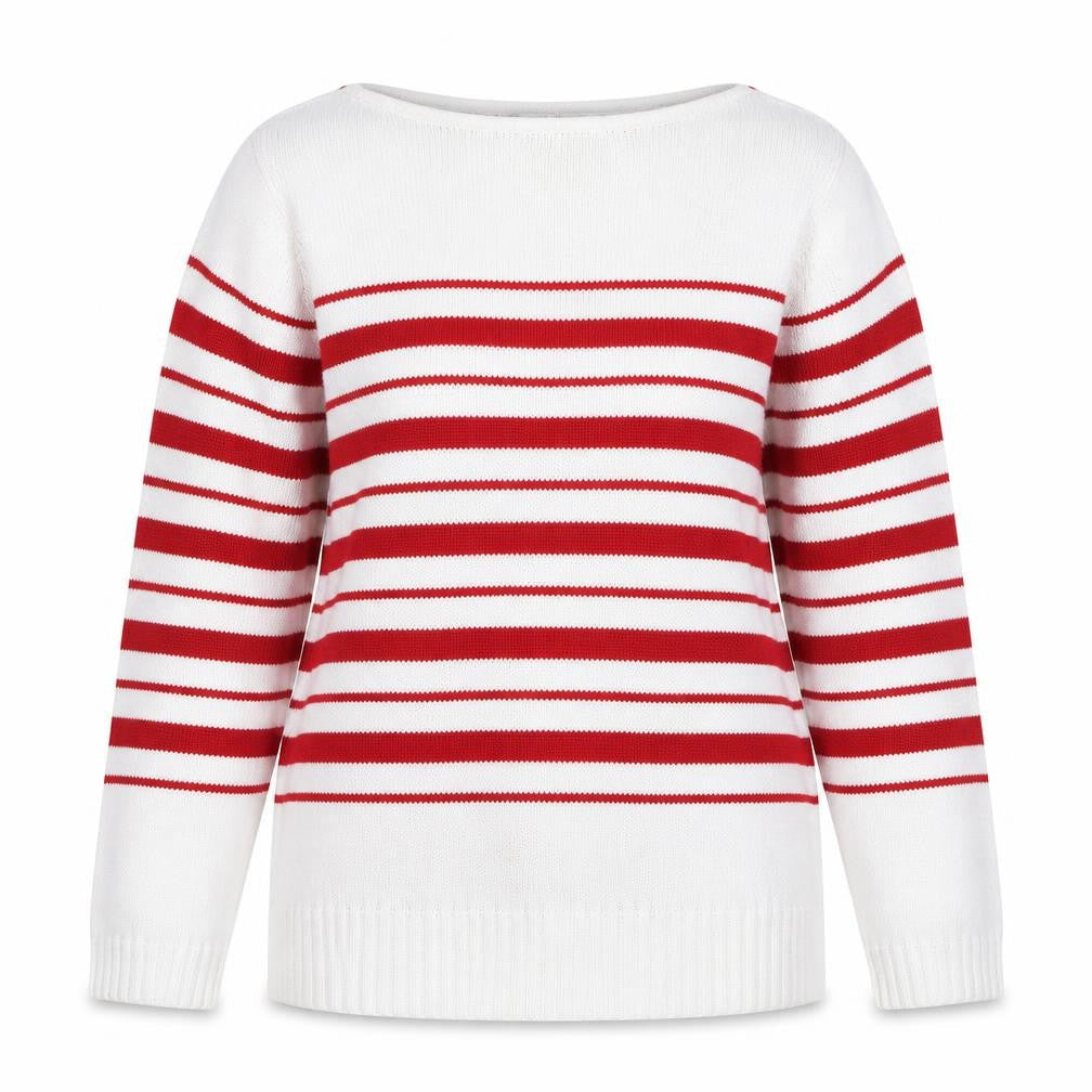 Inle Women's Red Striped Pullover Jumper, Size 14