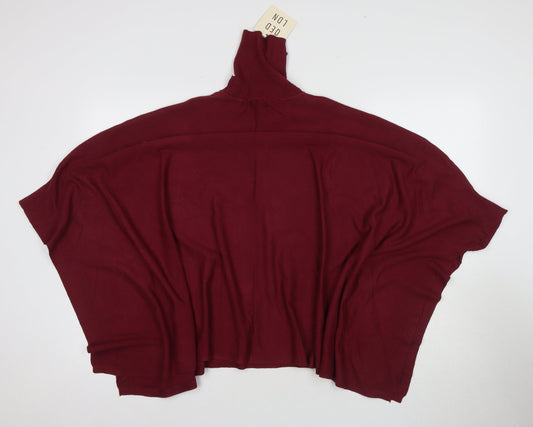 QED London Women's Red Roll Neck Jumper Tunic One Size