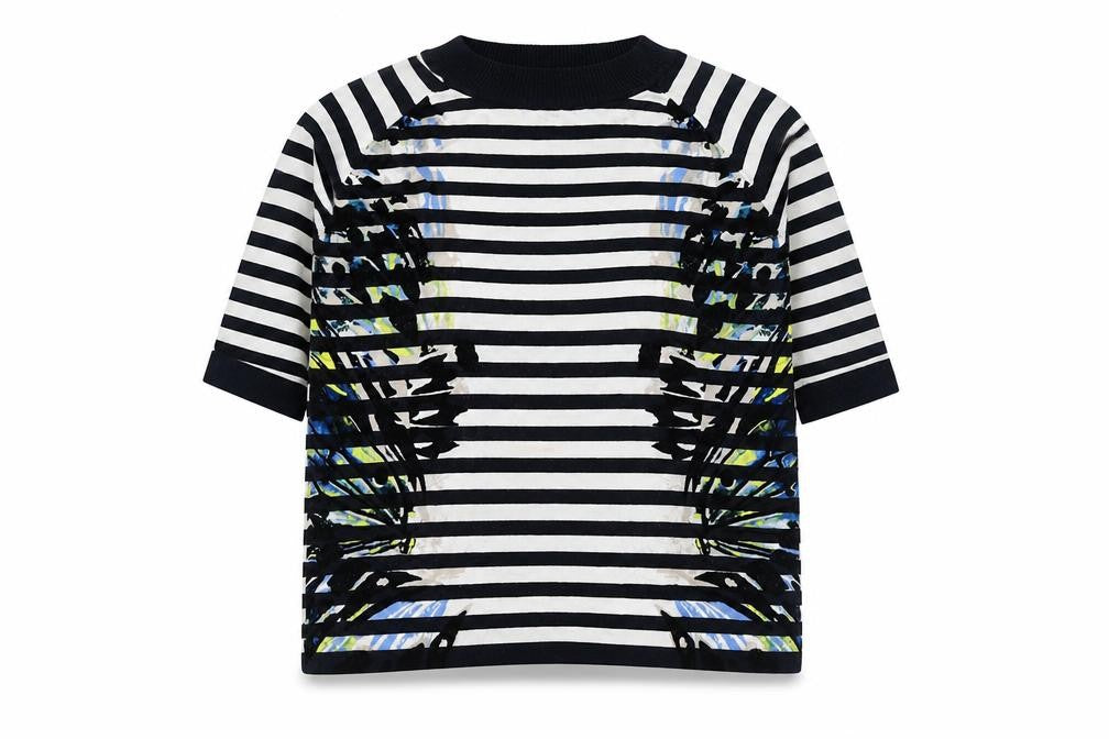 Beth Jordan Women's Black Striped Crew Top Size 18