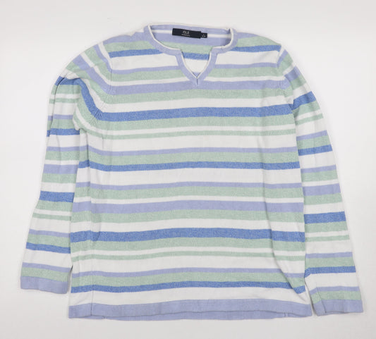 Isle Women's Multicolour Large Striped V-Neck Pullover