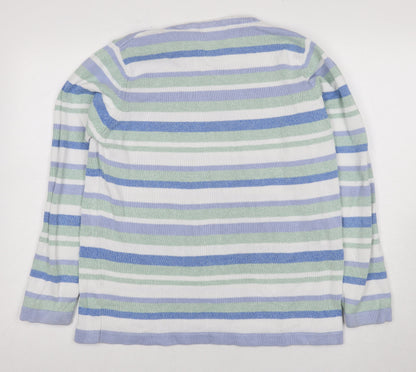 Isle Women's Multicolour Large Striped V-Neck Pullover